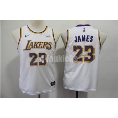 Los Angeles Lakers #23 Lebron James White Youth 2018-19 Nike Swingman Jersey
