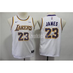 Los Angeles Lakers #23 Lebron James White Youth 2018-19 Nike Swingman Jersey