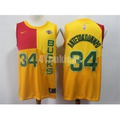 Milwaukee Bucks #34 Giannis Antetokounmpo Yellow 2018-19 City Edition Nike Swingman Jersey