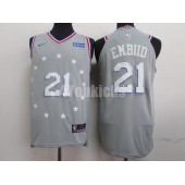 Philadelphia 76ers #21 Joel Embiid Gray 2018-19 City Edition Nike Authentic Jersey