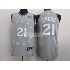 Philadelphia 76ers #21 Joel Embiid Gray 2018-19 City Edition Nike Authentic Jersey