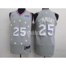 Philadelphia 76ers #25 Ben Simmons Gray 2018-19 City Edition Nike Authentic Jersey