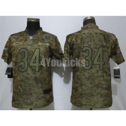 Women Nike Chicago Bears #34 Walter Payton Camo Salute To Service Limited Jersey