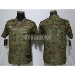 Women Nike Cleveland Browns #95 Myles Garrett Camo Salute To Service Limited Jersey
