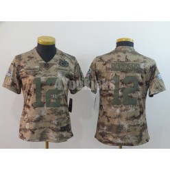 Women Nike Green Bay Packers #12 Aaron Rodgers Camo Salute To Service Limited Jersey