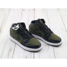 AIR JORDAN 1 MID GS OLIVE CANVAS BLACK 554725-301