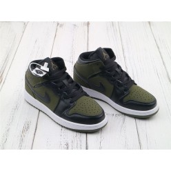 AIR JORDAN 1 MID GS OLIVE CANVAS BLACK 554725-301