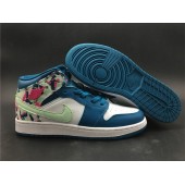 AIR JORDAN 1 MID GS WHITE BLUE PINK GREEN 555112-300