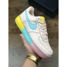 NIKE WMNS AIR FORCE 1 LOW PINK BLUE YELLOW 596728-020