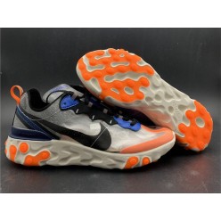 NIKE REACT ELEMENT 87 WOLF GREY THUNDER BLUE TOTAL ORANGE BLACK AQ1090-004