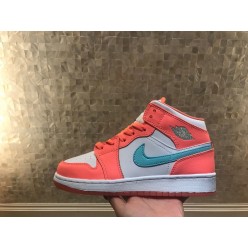 AIR JORDAN 1 MID GS CRIMSON PULSE PINK AQUA 555112-814