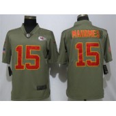 Kansas City Chiefs #15 Patrick Mahomes Olive Salute To Service Limited Nike NFL Men Jersey