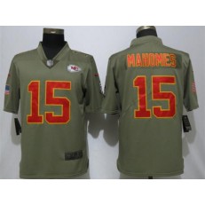 Kansas City Chiefs #15 Patrick Mahomes Olive Salute To Service Limited Nike NFL Men Jersey