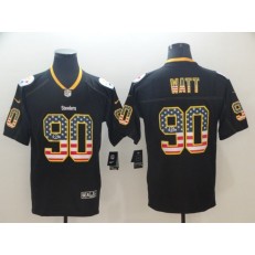 Pittsburgh Steelers #90 T.J. Watt Black USA Flag Fashion Limited Nike NFL Men Jersey