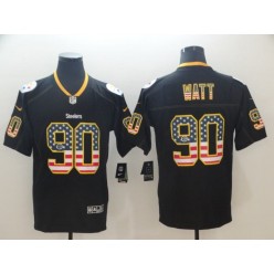 Pittsburgh Steelers #90 T.J. Watt Black USA Flag Fashion Limited Nike NFL Men Jersey