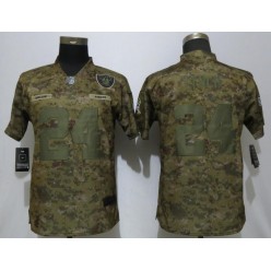 Women Nike Oakland Raiders #24 Marshawn Lynch Camo Salute To Service Limited Jersey