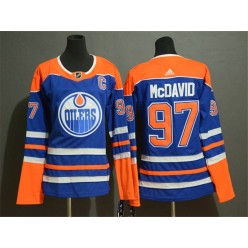 Edmonton Oilers #97 Connor McDavid Royal Women Adidas Jersey