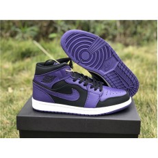 AIR JORDAN 1 MID BLACK PURPLE 554725-501