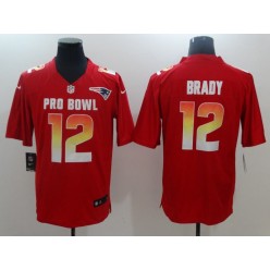 New England Patriots #12 Tom Brady Red Nike AFC 2019 Pro Bowl Game Jersey