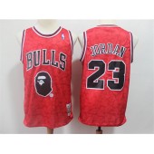 Chicago Bulls Bape #23 Michael Jordan Red Hardwood Classics Jersey