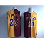 Cleveland Cavaliers #23 Lebron James Burgundy Gold Split Nike Swingman Jersey