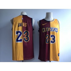 Cleveland Cavaliers #23 Lebron James Burgundy Gold Split Nike Swingman Jersey