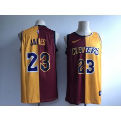 Cleveland Cavaliers #23 Lebron James Burgundy Gold Split Nike Swingman Jersey