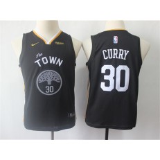 Golden State Warriors #30 Stephen Curry Black Youth Statement Edition Nike Swingman Jersey