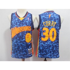 Golden State Warriors #30 Stephen Curry Blue Hardwood Classics Jersey