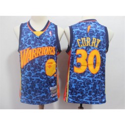 Golden State Warriors #30 Stephen Curry Blue Hardwood Classics Jersey