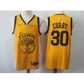 Golden State Warriors #30 Stephen Curry Yellow 2018-19 Earned Edition Nike Swingman Jersey