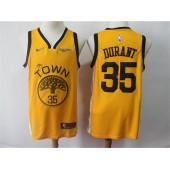 Golden State Warriors #35 Kevin Durant Yellow 2018-19 Earned Edition Nike Swingman Jersey