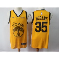 Golden State Warriors #35 Kevin Durant Yellow 2018-19 Earned Edition Nike Swingman Jersey