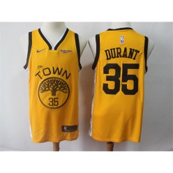 Golden State Warriors #35 Kevin Durant Yellow 2018-19 Earned Edition Nike Swingman Jersey