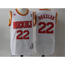 Houston Rockets #22 Clyde Drexler White Hardwood Classics Jersey