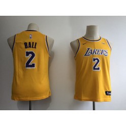 Los Angeles Lakers #2 Lonzo Ball Gold Youth 2018-19 Nike Swingman Jersey