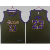 Los Angeles Lakers #23 Lebron James Olive Nike Swingman Jersey