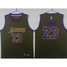 Los Angeles Lakers #23 Lebron James Olive Nike Swingman Jersey