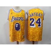 Los Angeles Lakers Bape #24 Kobe Bryant Yellow Hardwood Classics Jersey