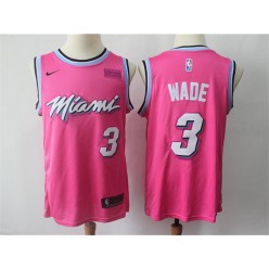 Miami Heat #3 Dwyane Wade Pink 2018-19 Earned Edition Nike Swingman Jersey