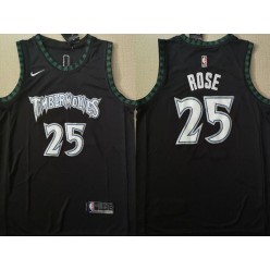 Minnesota Timberwolves #25 Derrick Rose Black Throwback Nike Swingman Jersey