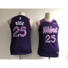 Minnesota Timberwolves #25 Derrick Rose Purple Youth 2018-19 City Edition Nike Swingman Jersey