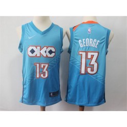 Oklahoma City Thunder #13 Paul George Turquoise 2018-19 City Edition Nike Swingman Jersey