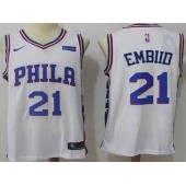 Philadelphia 76ers #21 Joel Embiid White Nike Swingman Jersey