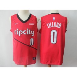 Portland Trail Blazers #0 Damian Lillard Red 2018-19 Earned Edition Nike Swingman Jersey