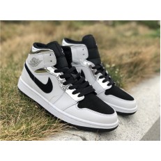 AIR JORDAN 1 MID GS WHITE SILVER BLACK 554724-121
