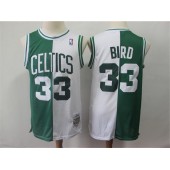 Boston Celtics #33 Larry Bird Green White Split 1985-86 Hardwood Classics Jersey