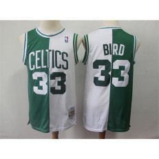 Boston Celtics #33 Larry Bird Green White Split 1985-86 Hardwood Classics Jersey