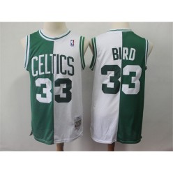 Boston Celtics #33 Larry Bird Green White Split 1985-86 Hardwood Classics Jersey