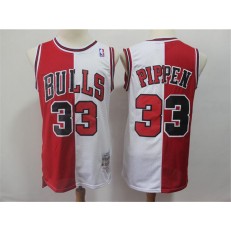 Chicago Bulls #33 Scottie Pippen Red White Split 1997-98 Hardwood Classics Jersey